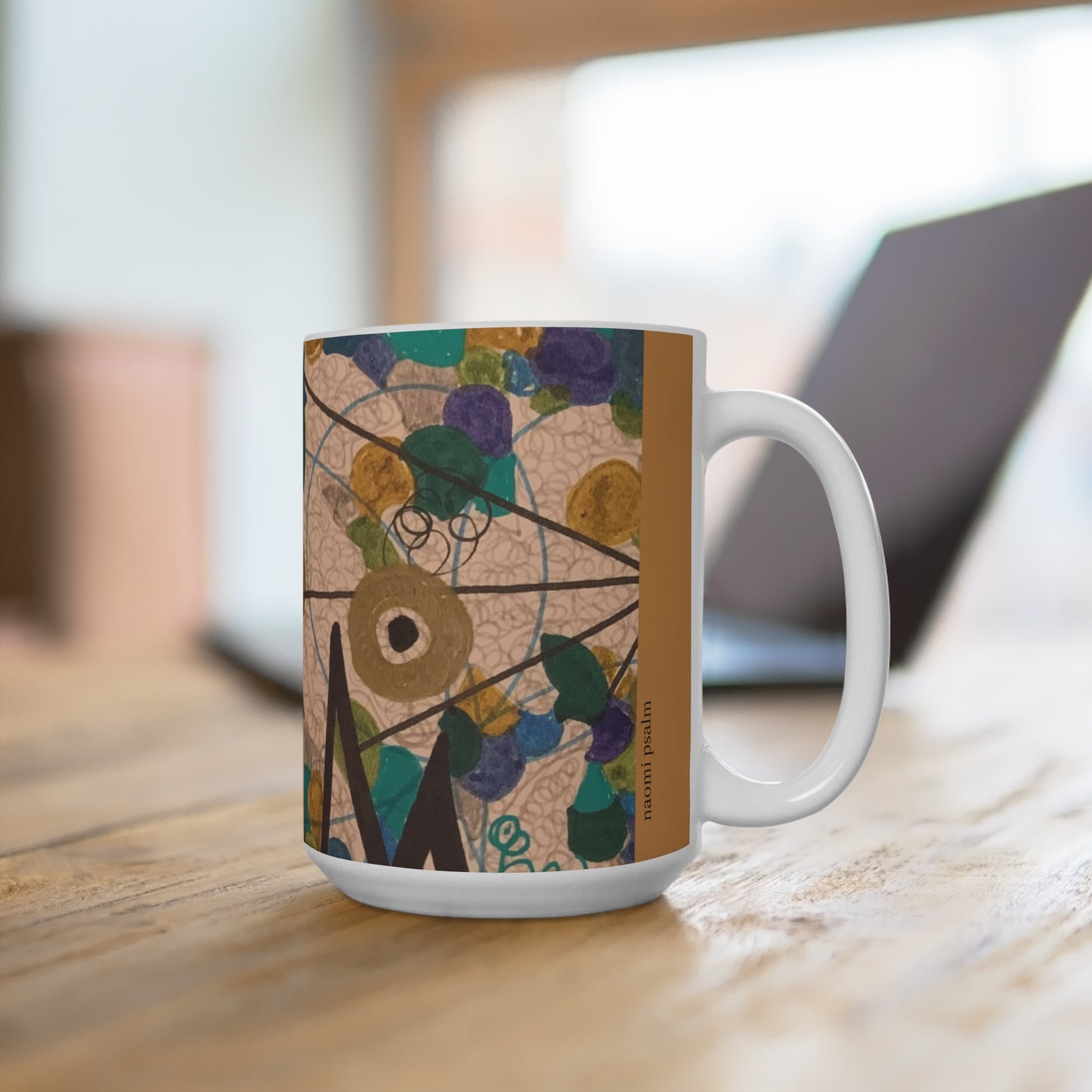 15oz Ceramic Mug — Abstract Boho Design