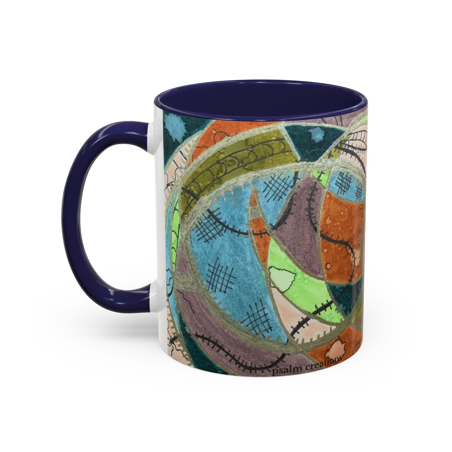 A Stitch in Time Accent Coffee Mug — Colorful Boho Art Ceramic