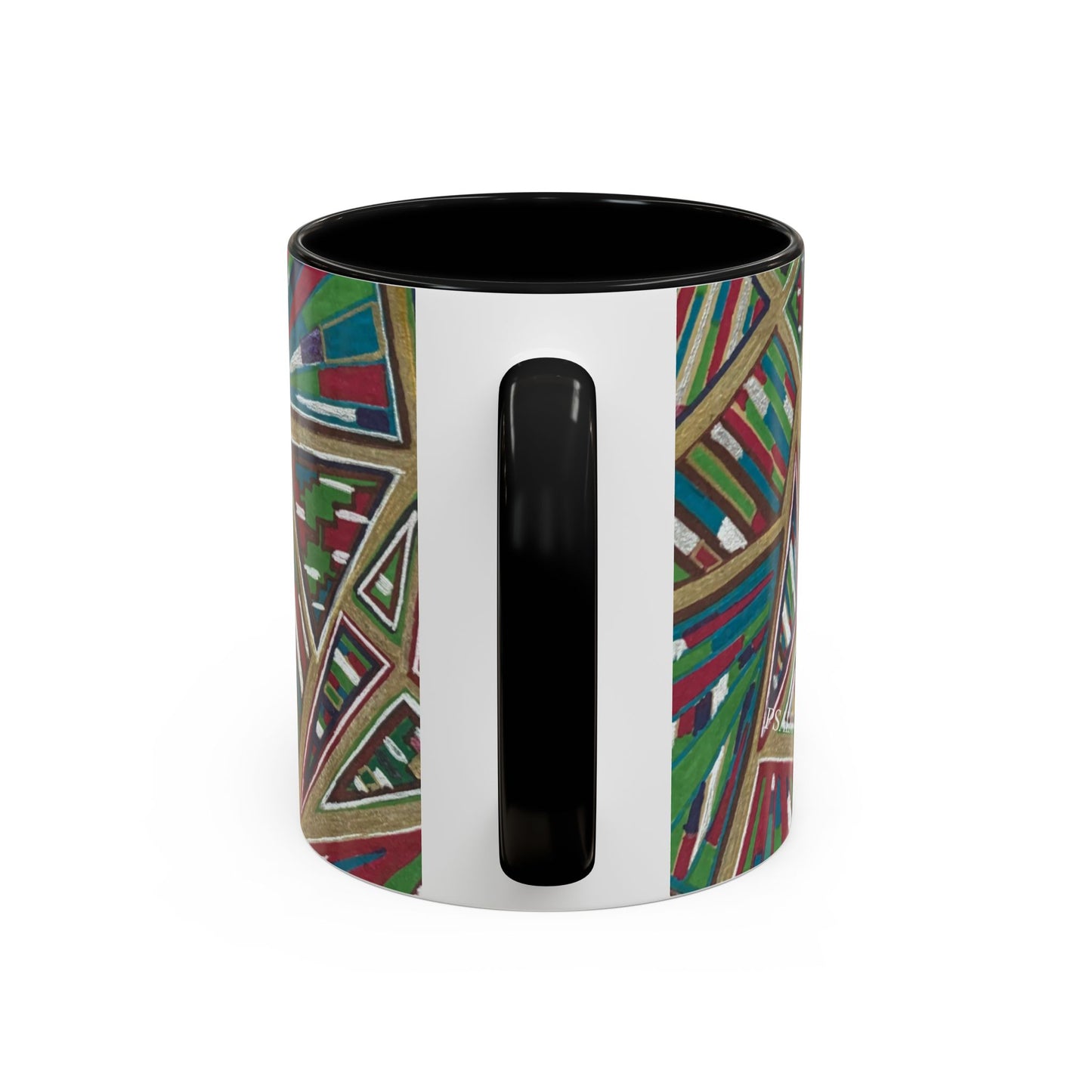 Geometric Abstract Accent Coffee Mug — Colorful Tribal Pattern 11/15oz