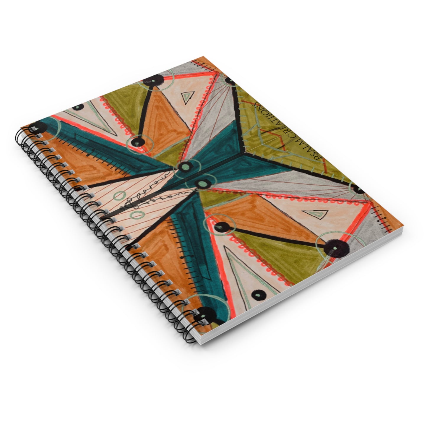 Geometric Kaleidoscope Spiral Notebook — Colorful Abstract Ruled Journal