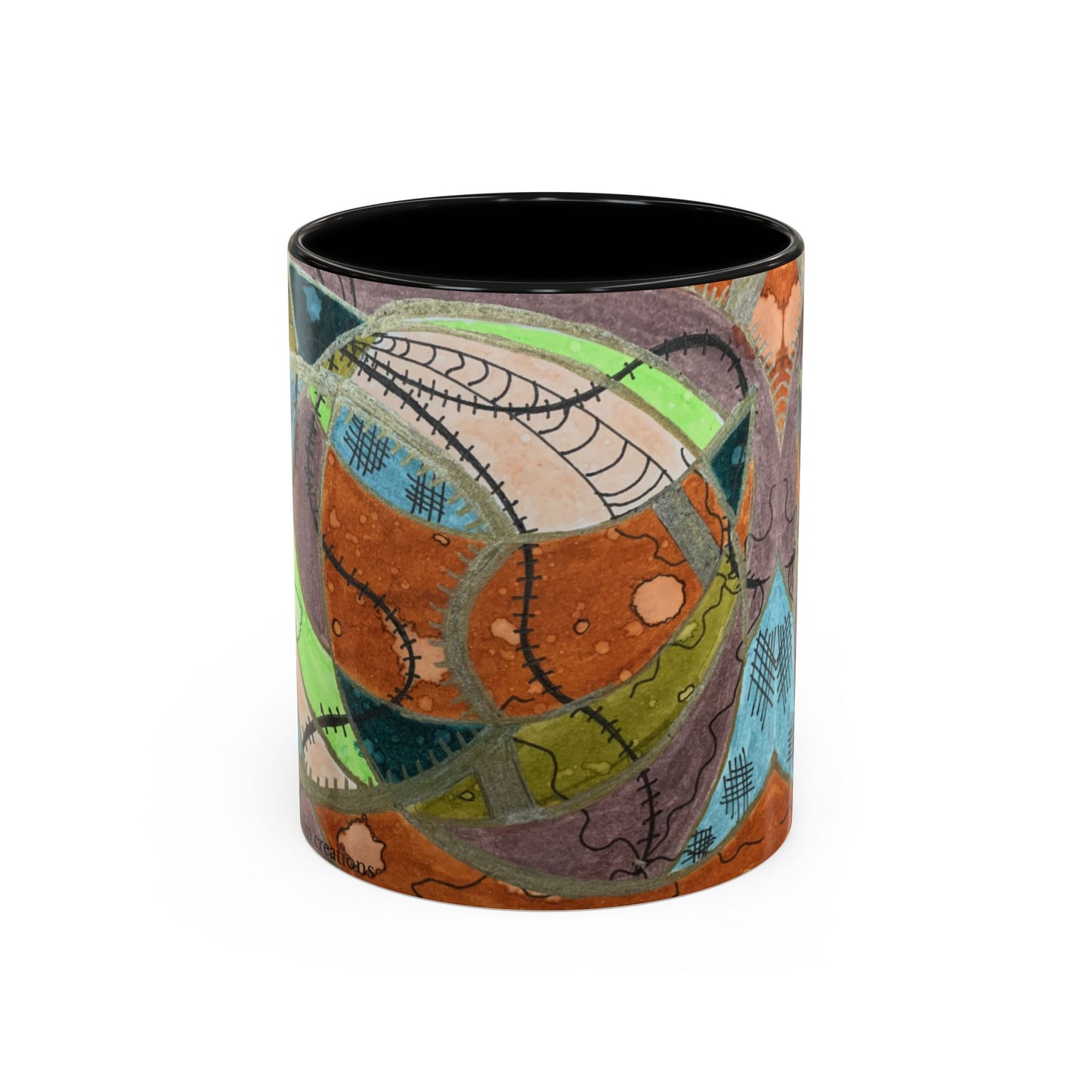 A Stitch in Time Accent Coffee Mug — Colorful Boho Art Ceramic