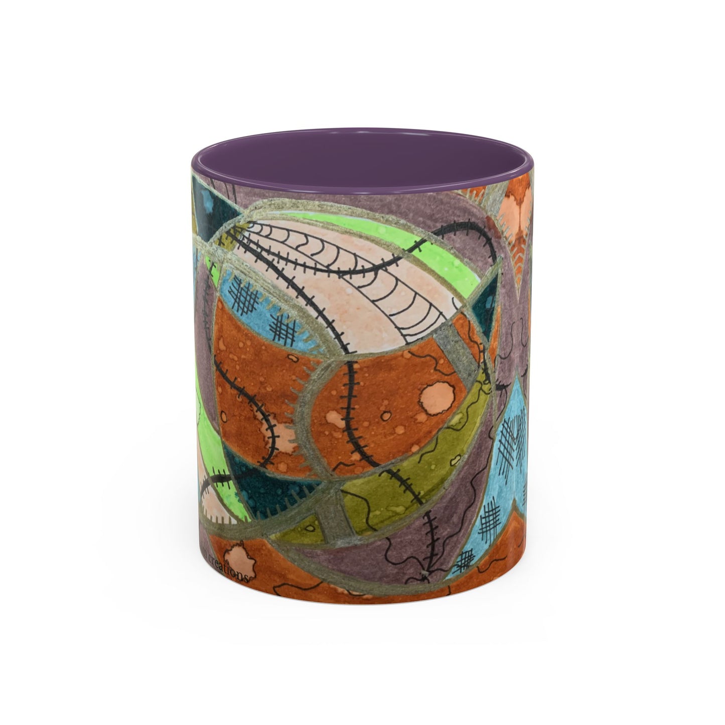 A Stitch in Time Accent Coffee Mug — Colorful Boho Art Ceramic