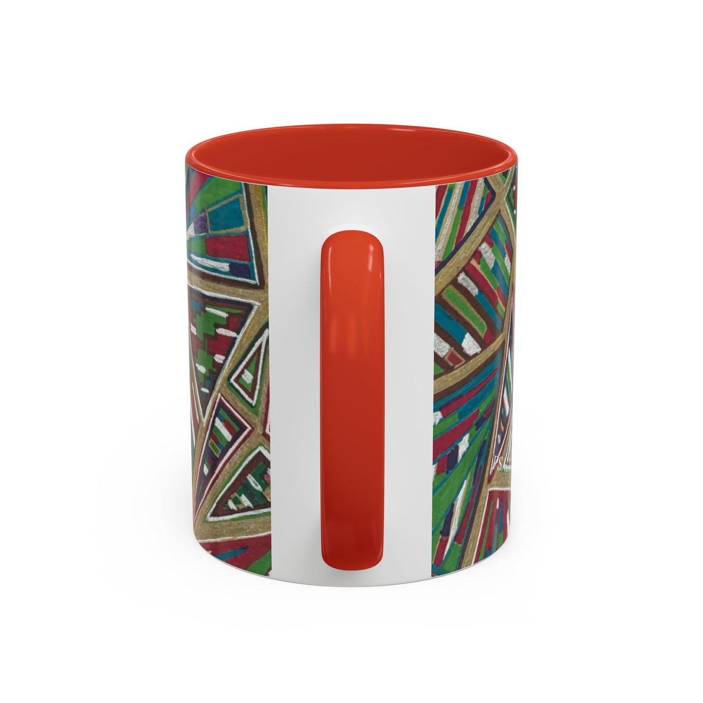 Geometric Abstract Accent Coffee Mug — Colorful Tribal Pattern 11/15oz