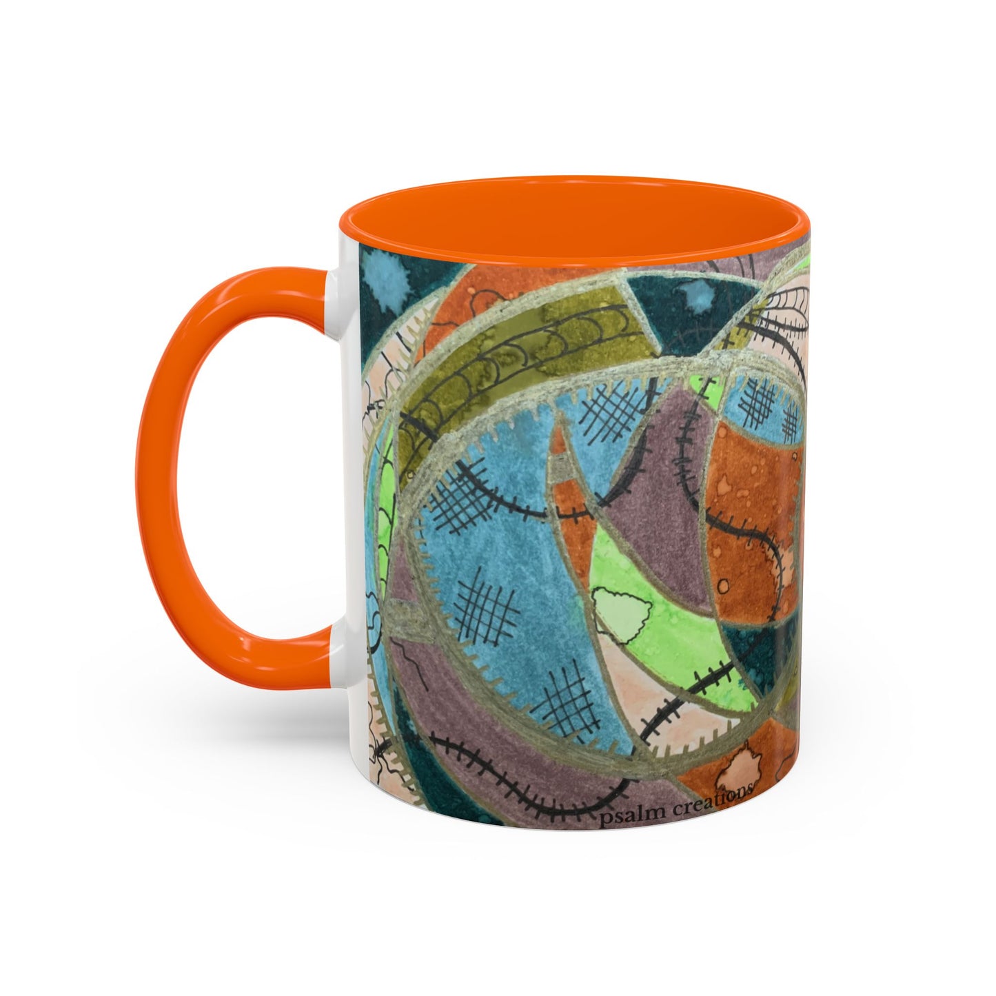 A Stitch in Time Accent Coffee Mug — Colorful Boho Art Ceramic