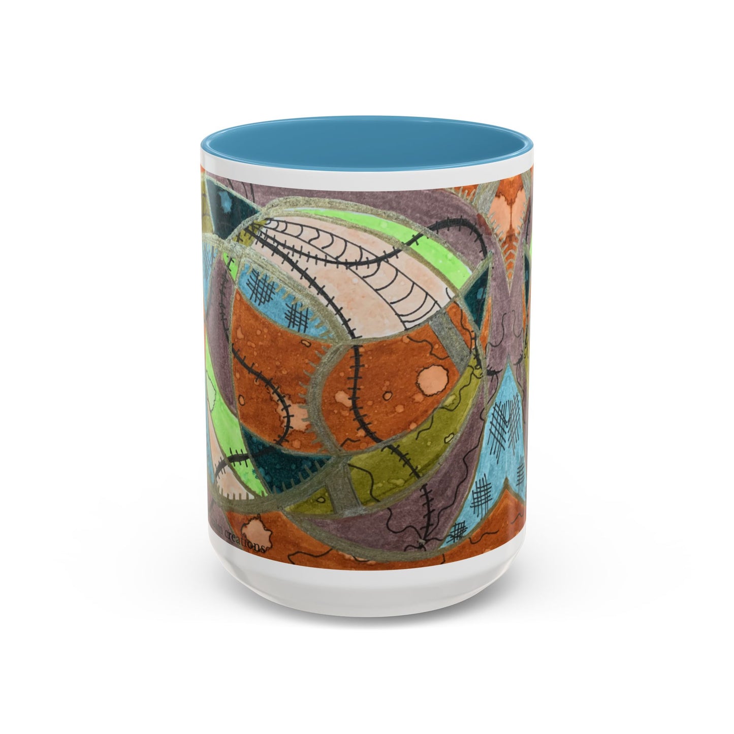 A Stitch in Time Accent Coffee Mug — Colorful Boho Art Ceramic