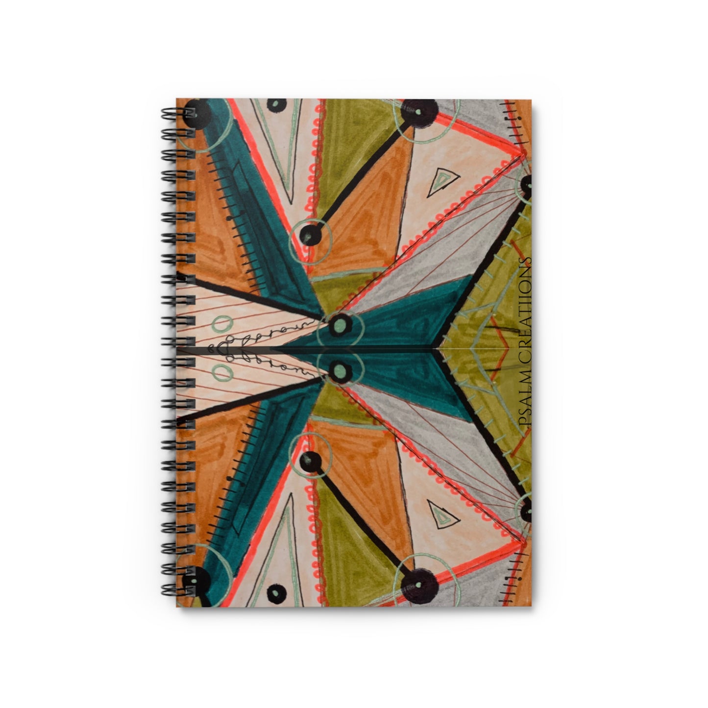 Geometric Kaleidoscope Spiral Notebook — Colorful Abstract Ruled Journal