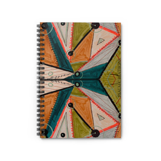 Geometric Kaleidoscope Spiral Notebook — Colorful Abstract Ruled Journal