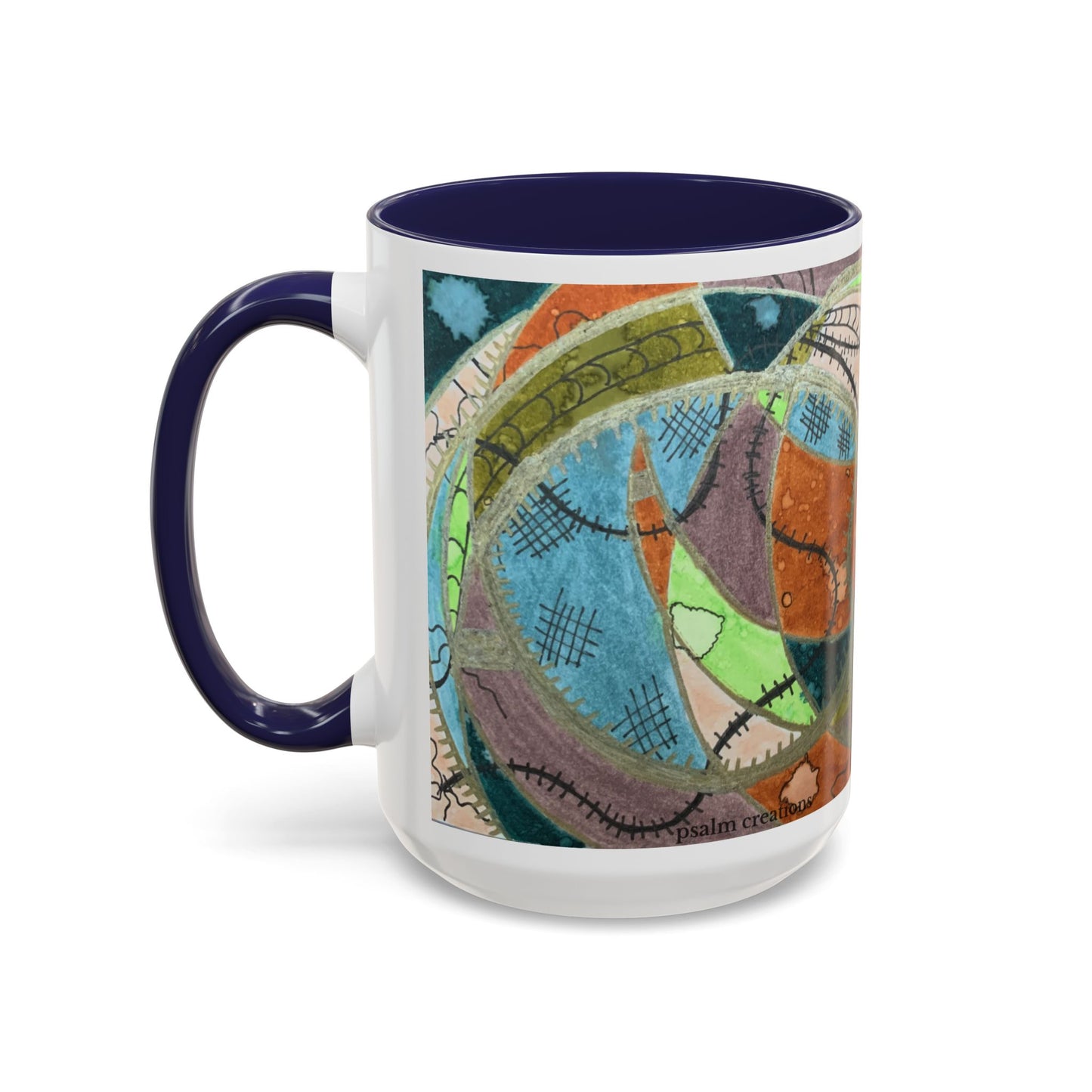 A Stitch in Time Accent Coffee Mug — Colorful Boho Art Ceramic