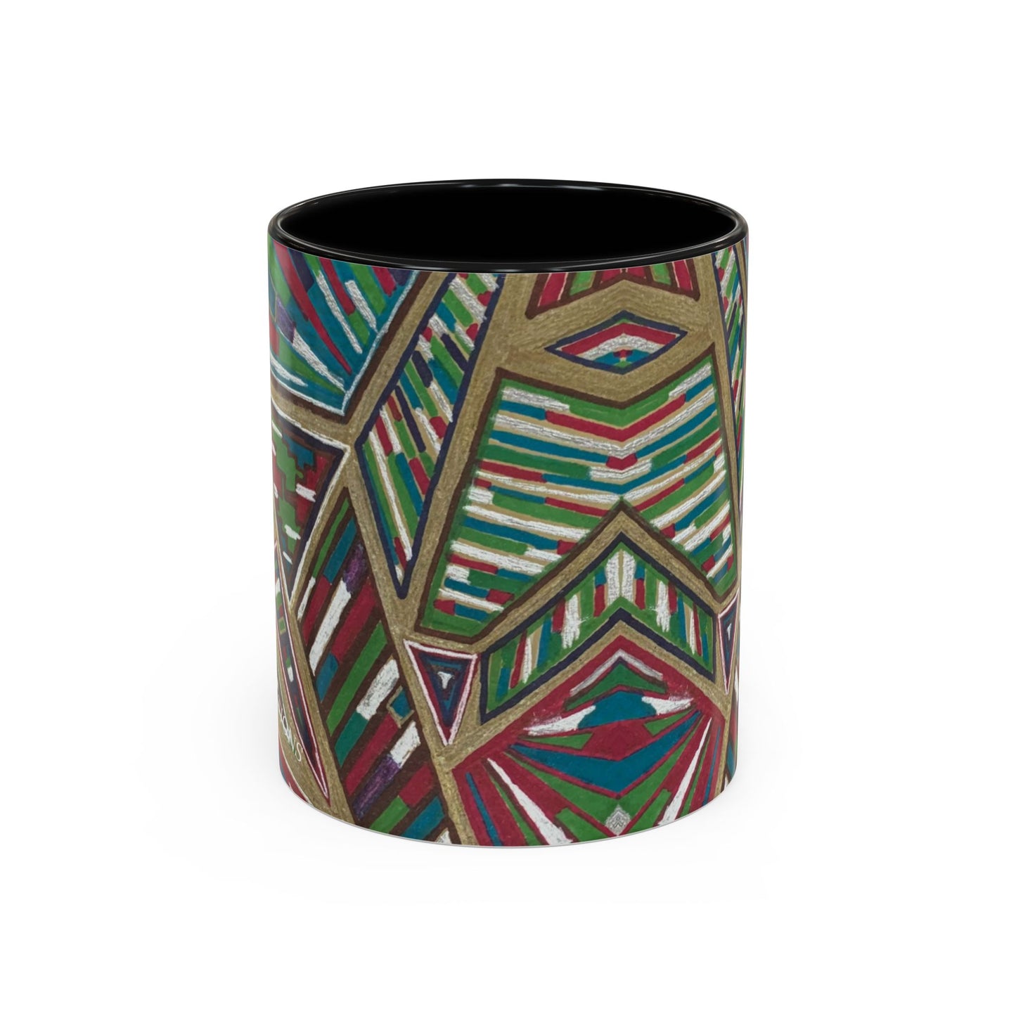 Geometric Abstract Accent Coffee Mug — Colorful Tribal Pattern 11/15oz
