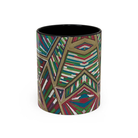 Geometric Abstract Accent Coffee Mug — Colorful Tribal Pattern 11/15oz