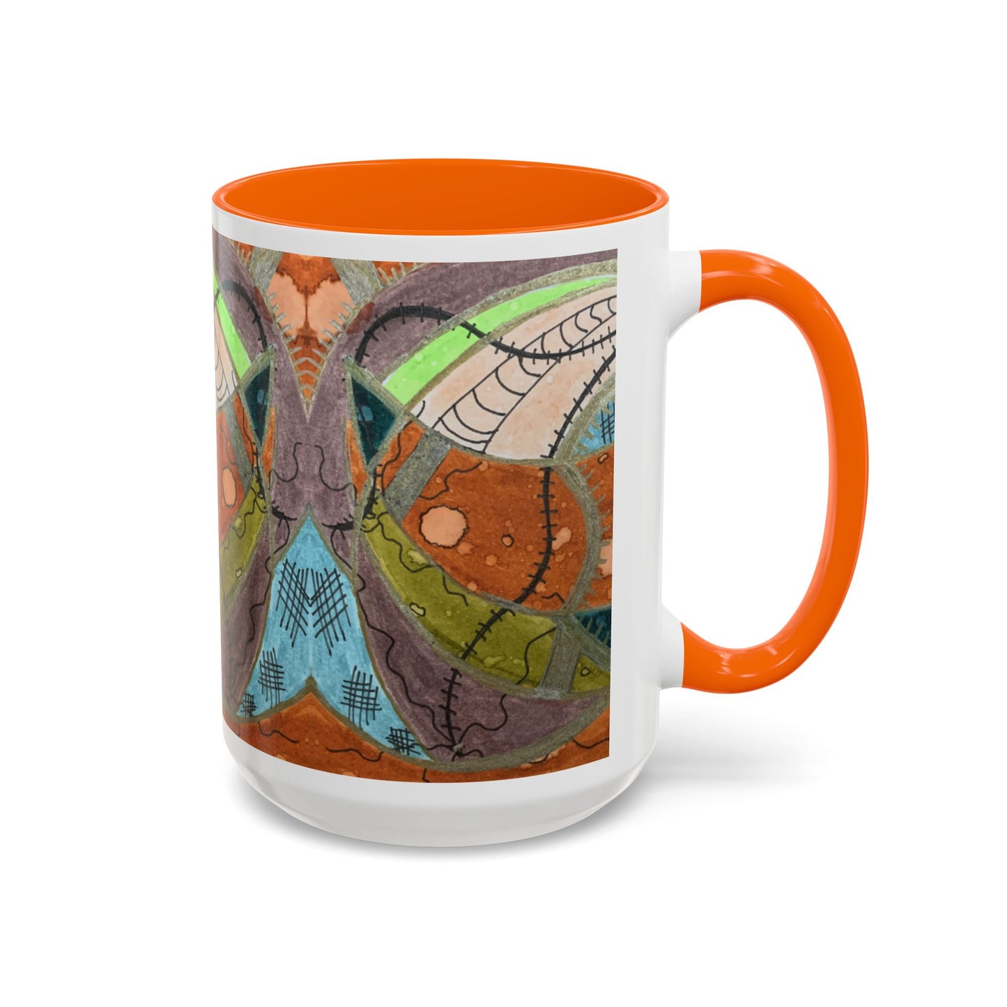 A Stitch in Time Accent Coffee Mug — Colorful Boho Art Ceramic