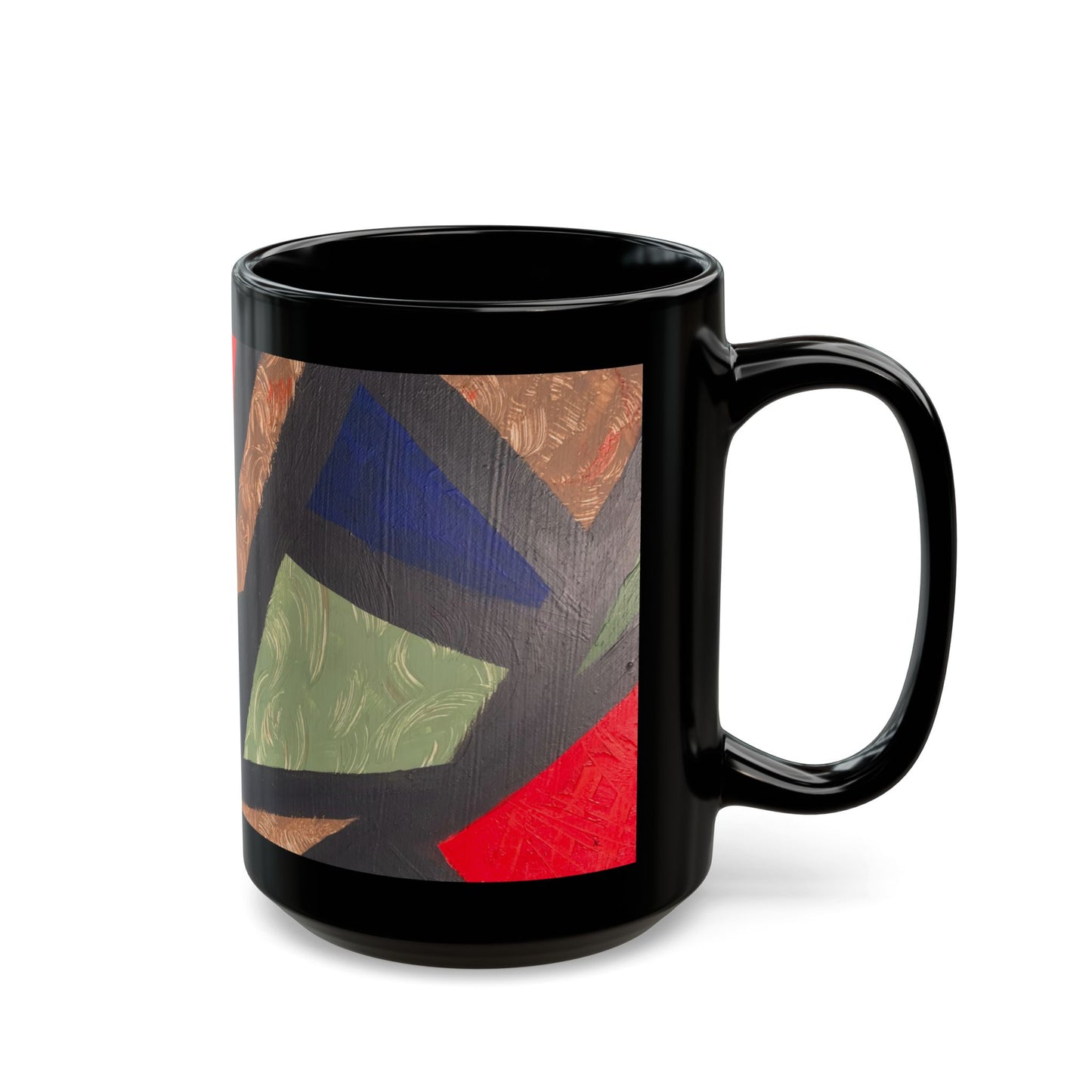 Geometric Tribal Pattern Black Mug — Bold Abstract Art Coffee Cup (11oz/15oz)