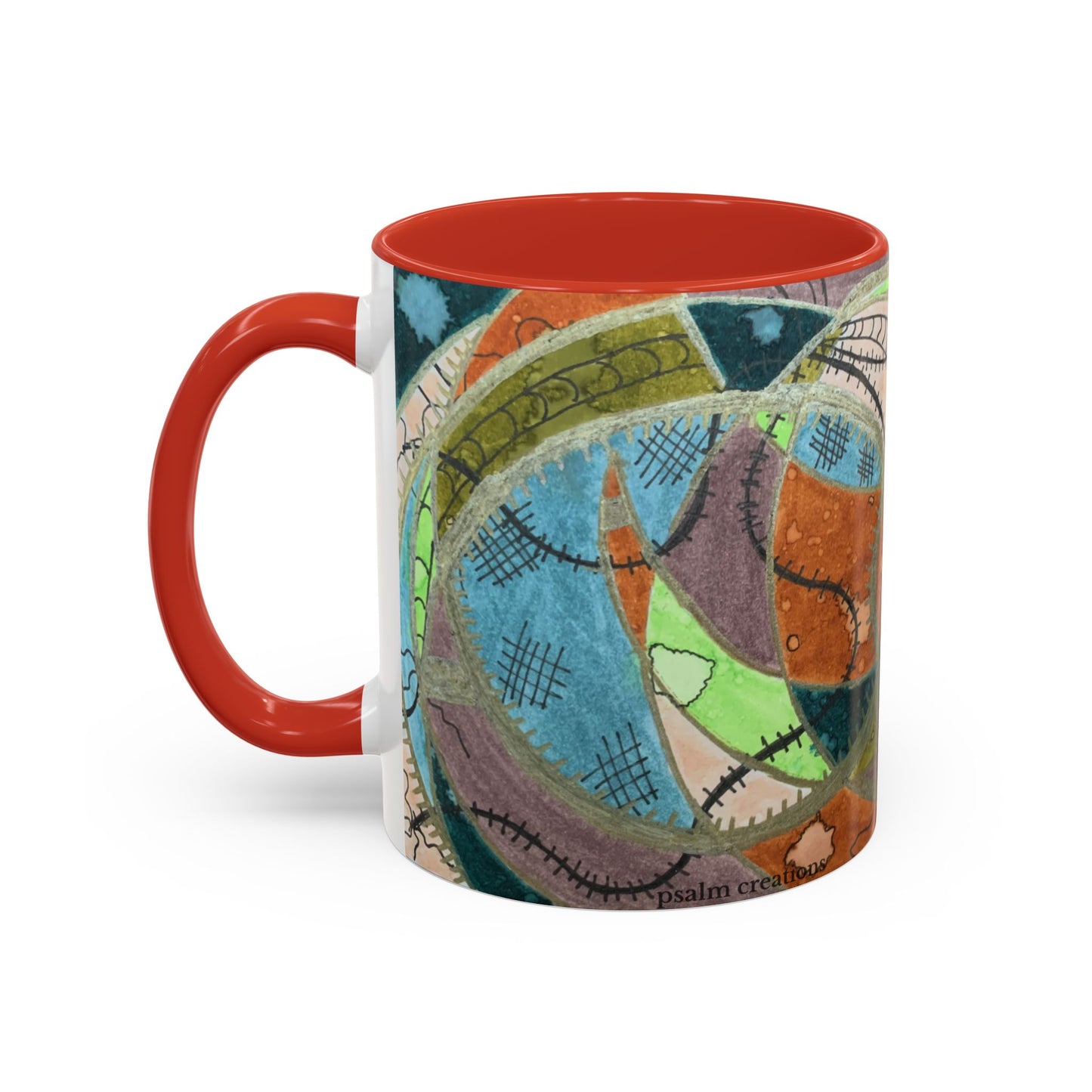 A Stitch in Time Accent Coffee Mug — Colorful Boho Art Ceramic