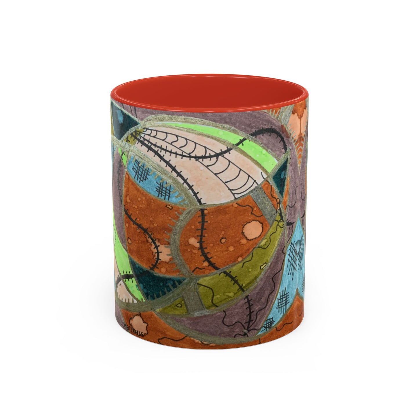 A Stitch in Time Accent Coffee Mug — Colorful Boho Art Ceramic