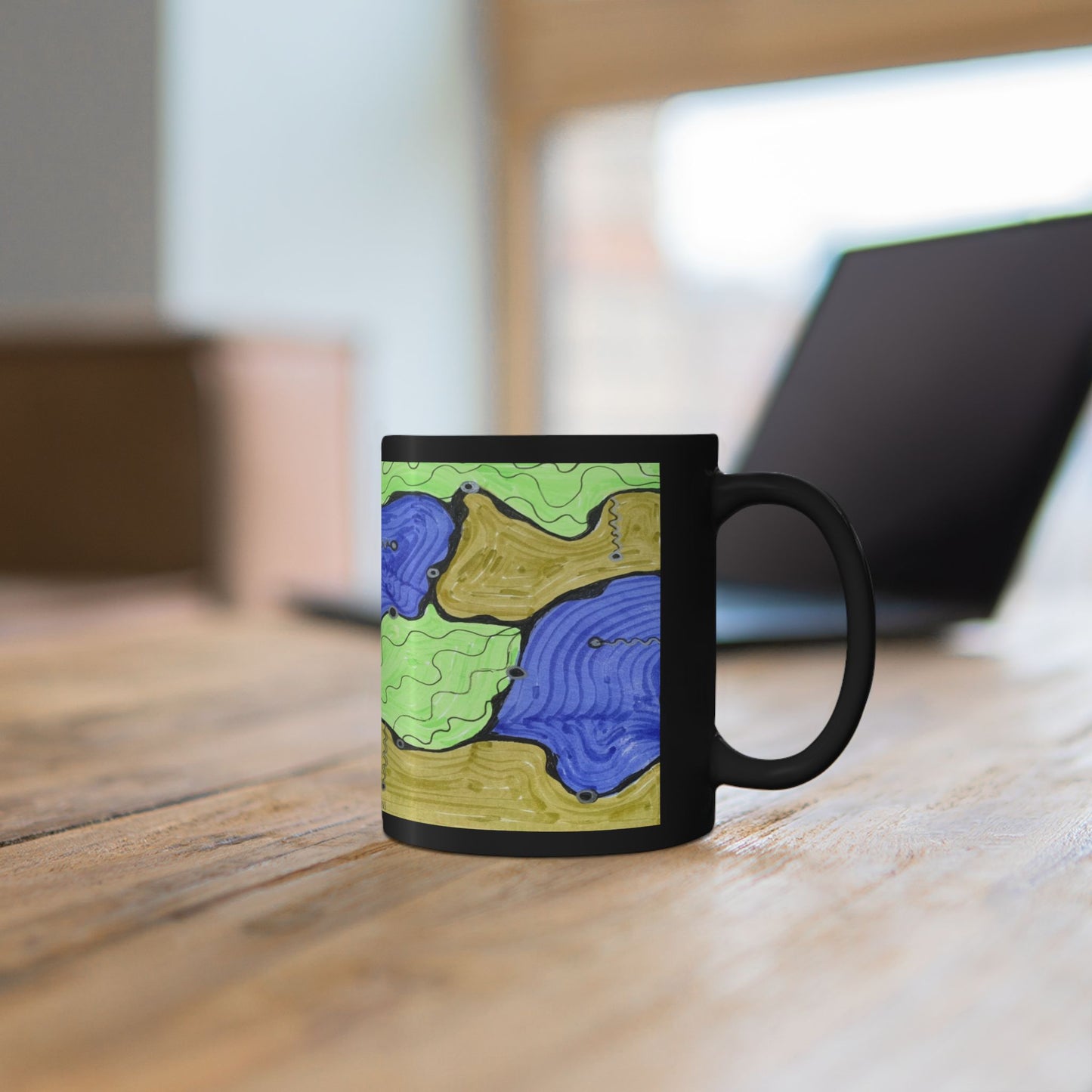 Fluid Abstract Black Mug — Colorful  Oceanic Art Coffee Cup (11oz/15oz)