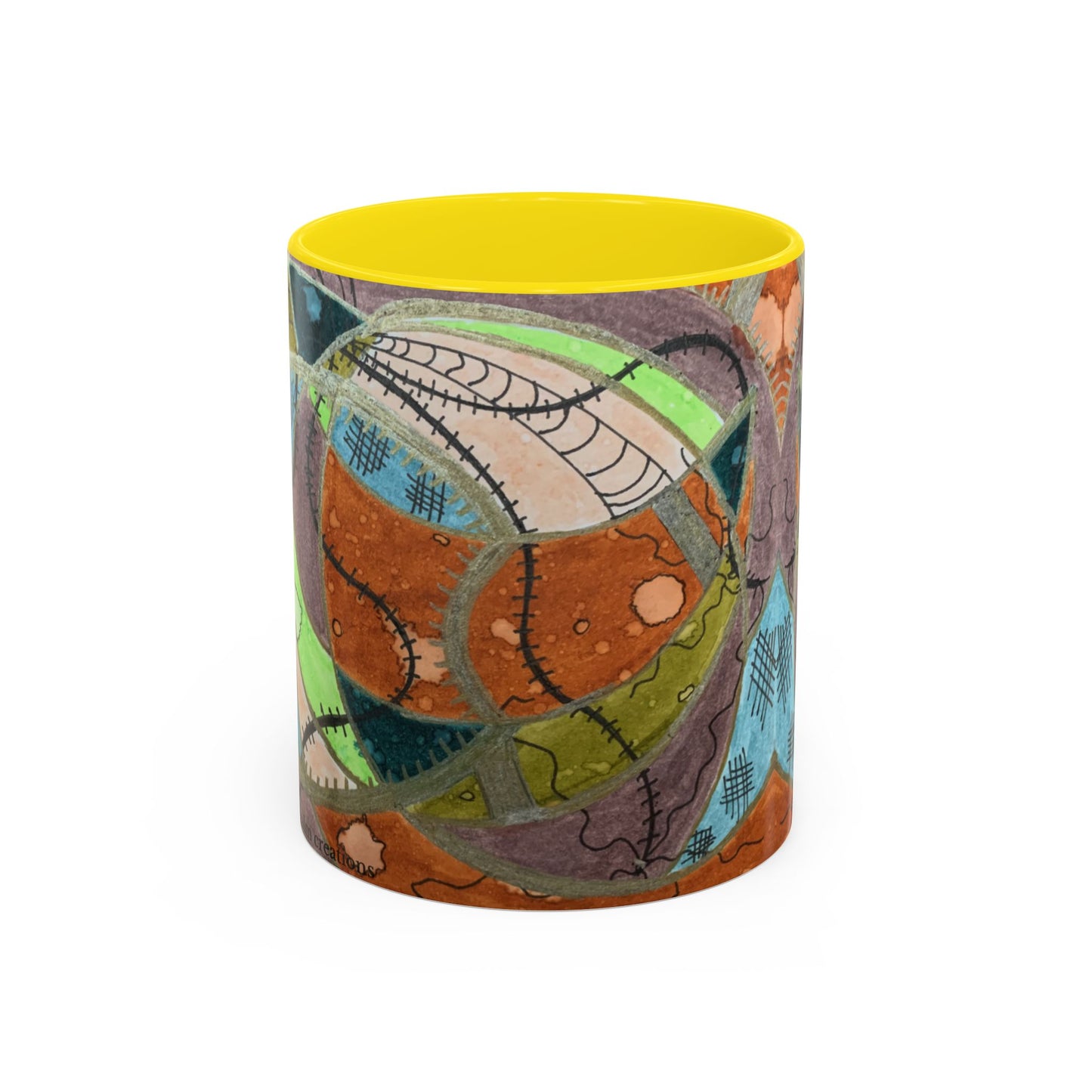 A Stitch in Time Accent Coffee Mug — Colorful Boho Art Ceramic