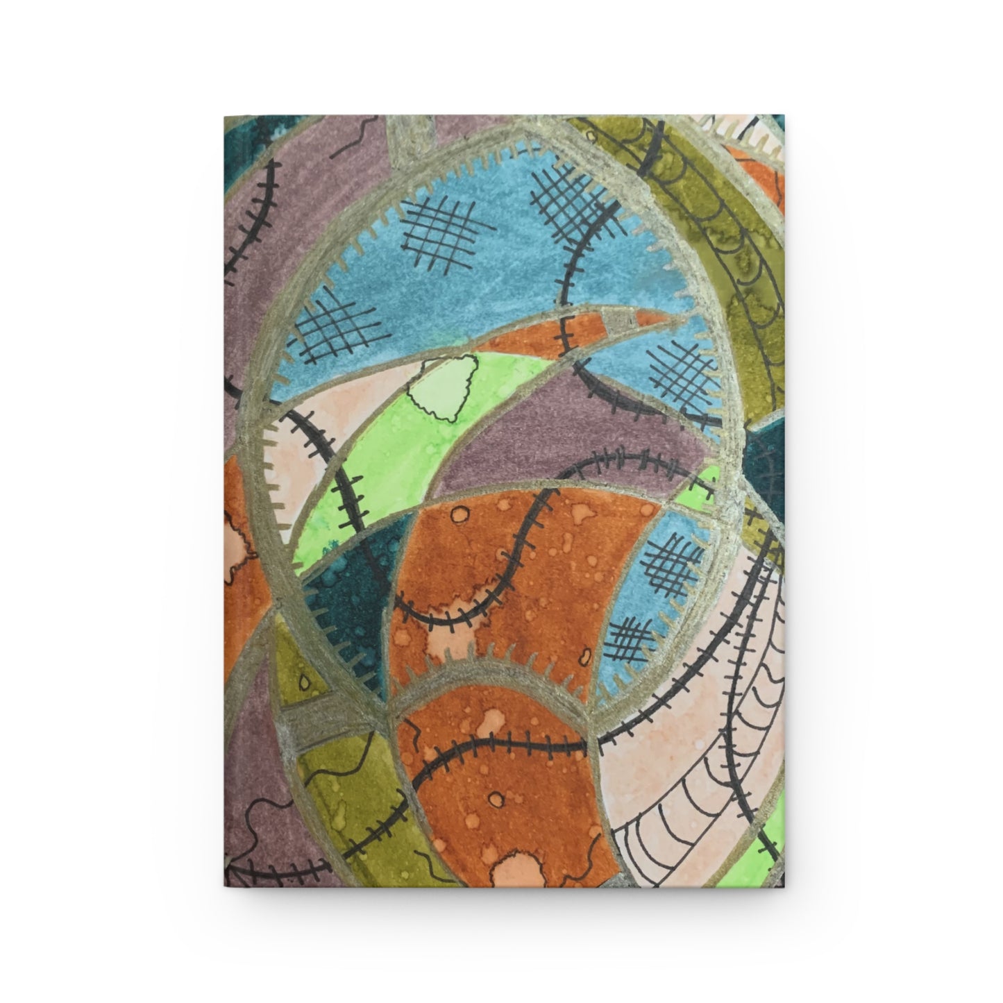 Abstract Patchwork Hardcover Journal — Colorful Stitched Art Notebook