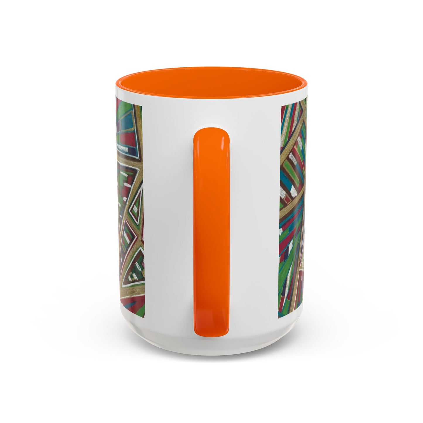 Geometric Abstract Accent Coffee Mug — Colorful Tribal Pattern 11/15oz
