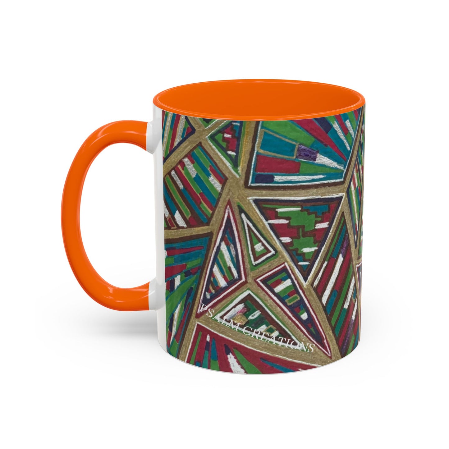Geometric Abstract Accent Coffee Mug — Colorful Tribal Pattern 11/15oz