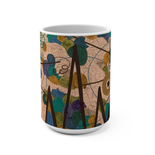 15oz Ceramic Mug — Abstract Boho Design