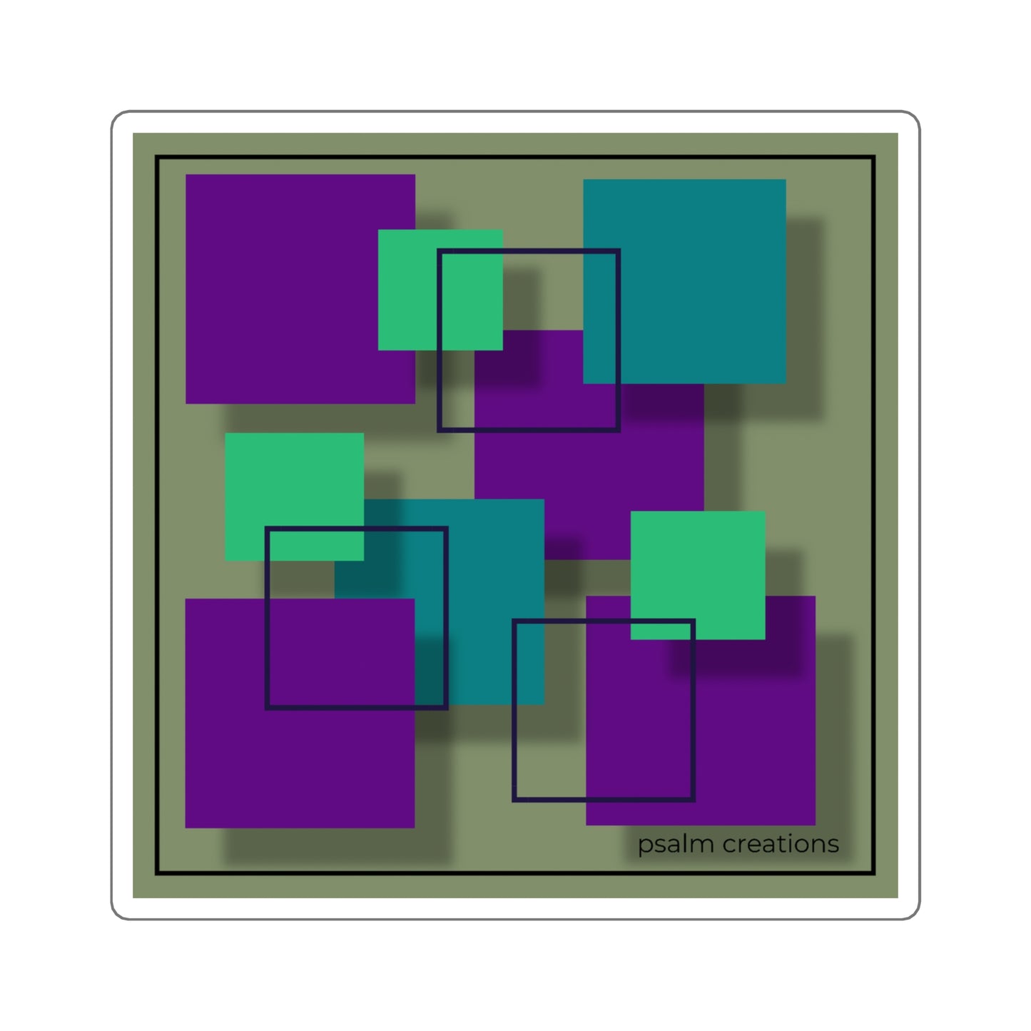 Abstract Geometric Squares Sticker — Purple & Teal Modern Art Vinyl