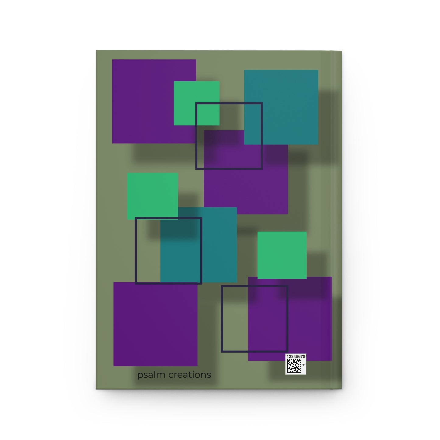 Elsewhere -Abstract Geometric Hardcover Journal — Purple & Teal Square Pattern