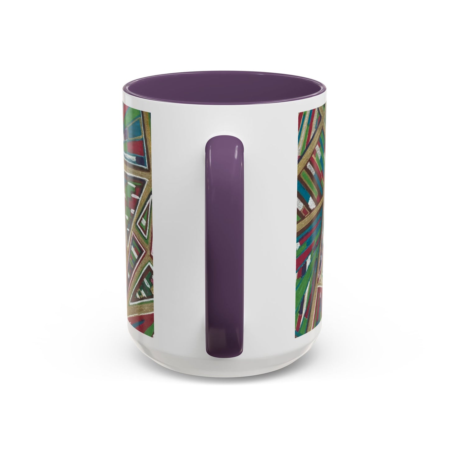 Geometric Abstract Accent Coffee Mug — Colorful Tribal Pattern 11/15oz