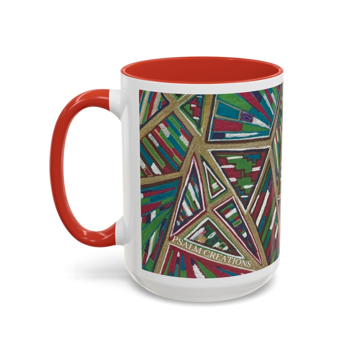 Geometric Abstract Accent Coffee Mug — Colorful Tribal Pattern 11/15oz