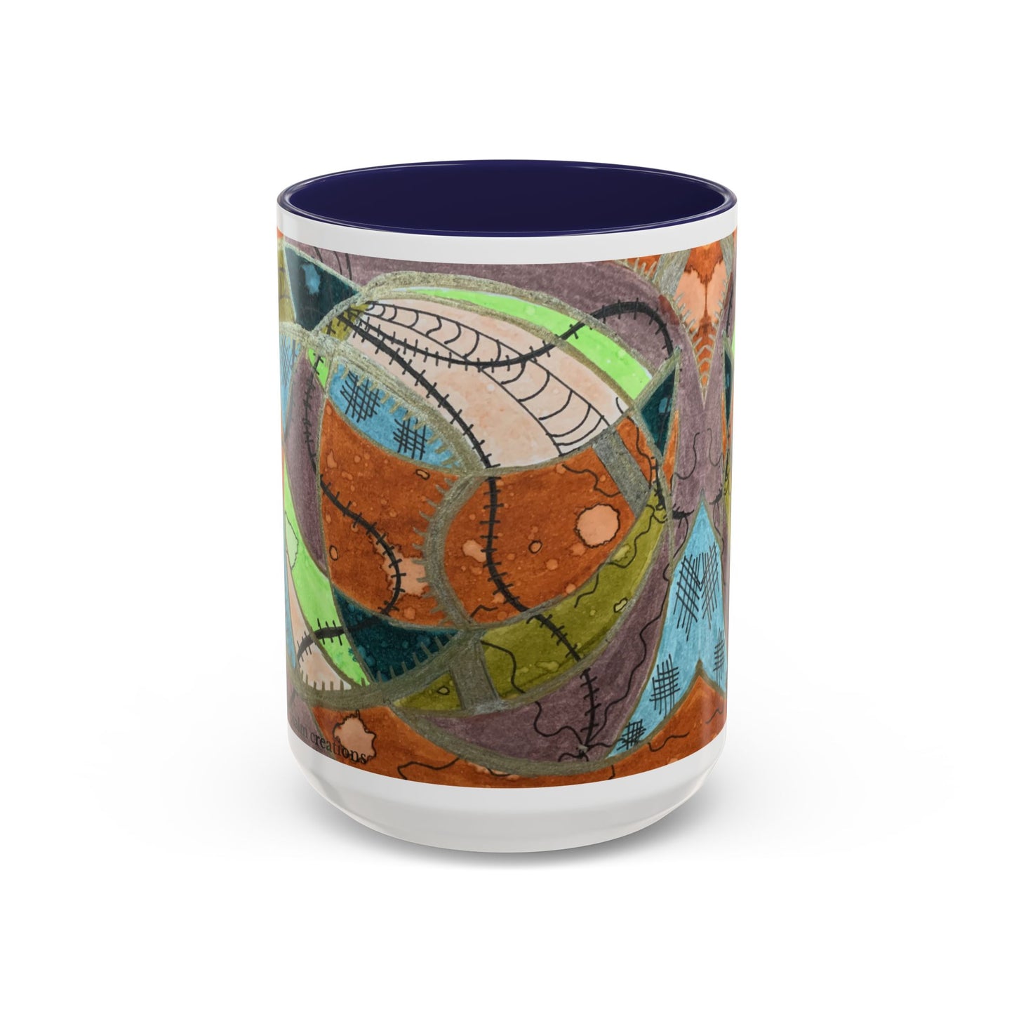 A Stitch in Time Accent Coffee Mug — Colorful Boho Art Ceramic