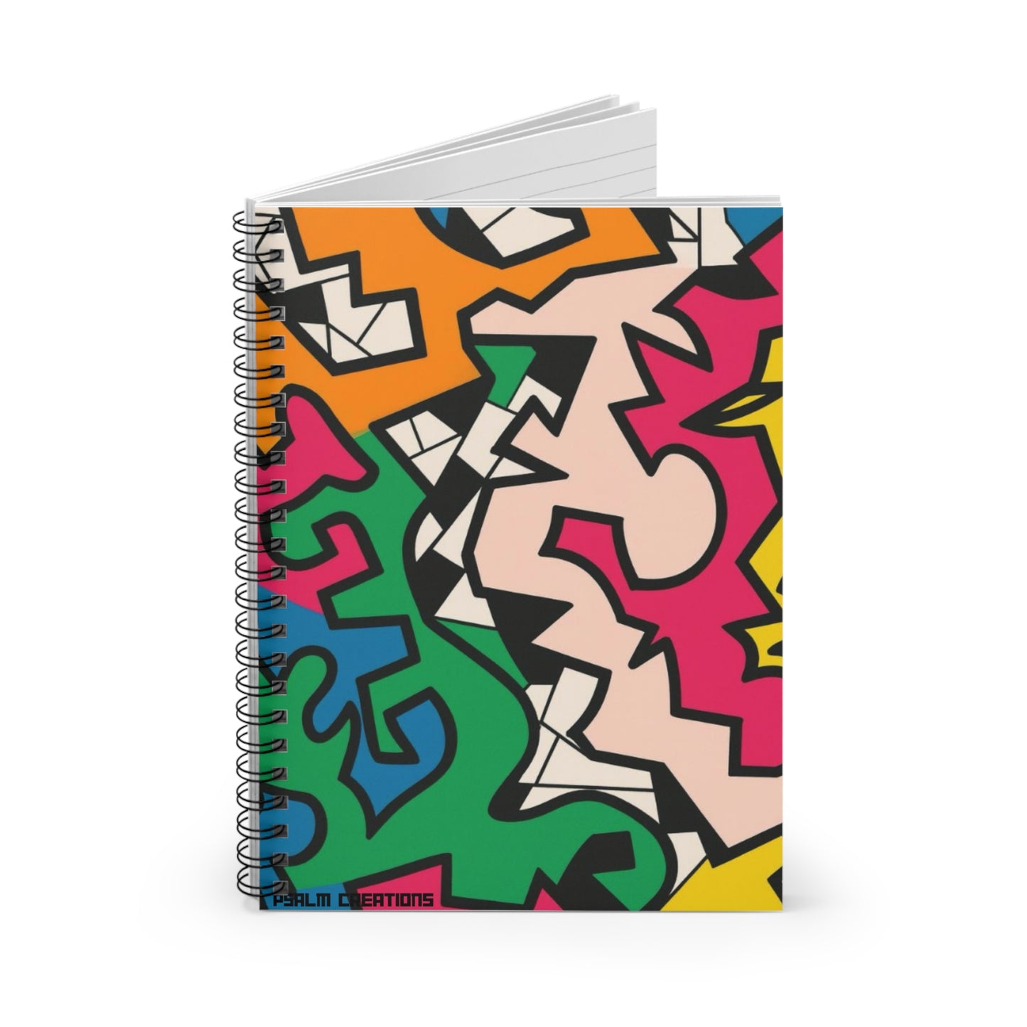Abstract Pop Art Spiral Notebook — Colorful Graffiti Ruled Journal