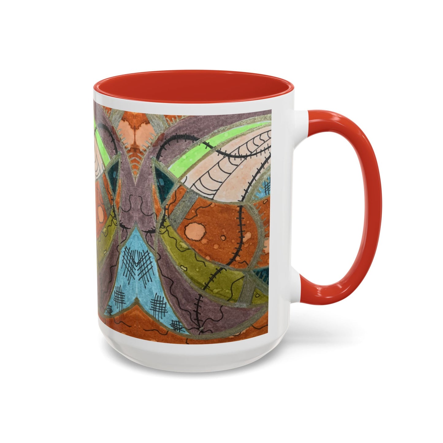 A Stitch in Time Accent Coffee Mug — Colorful Boho Art Ceramic