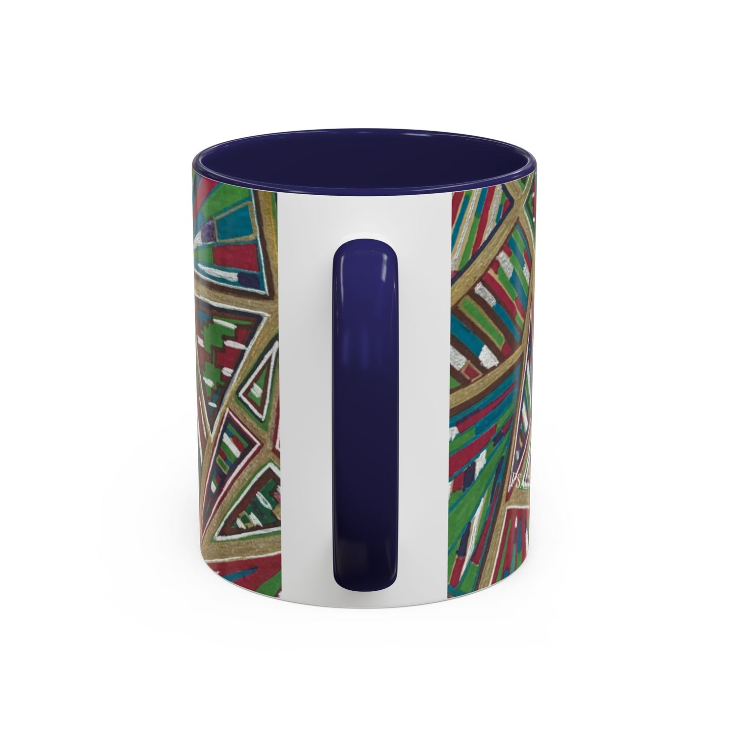 Geometric Abstract Accent Coffee Mug — Colorful Tribal Pattern 11/15oz