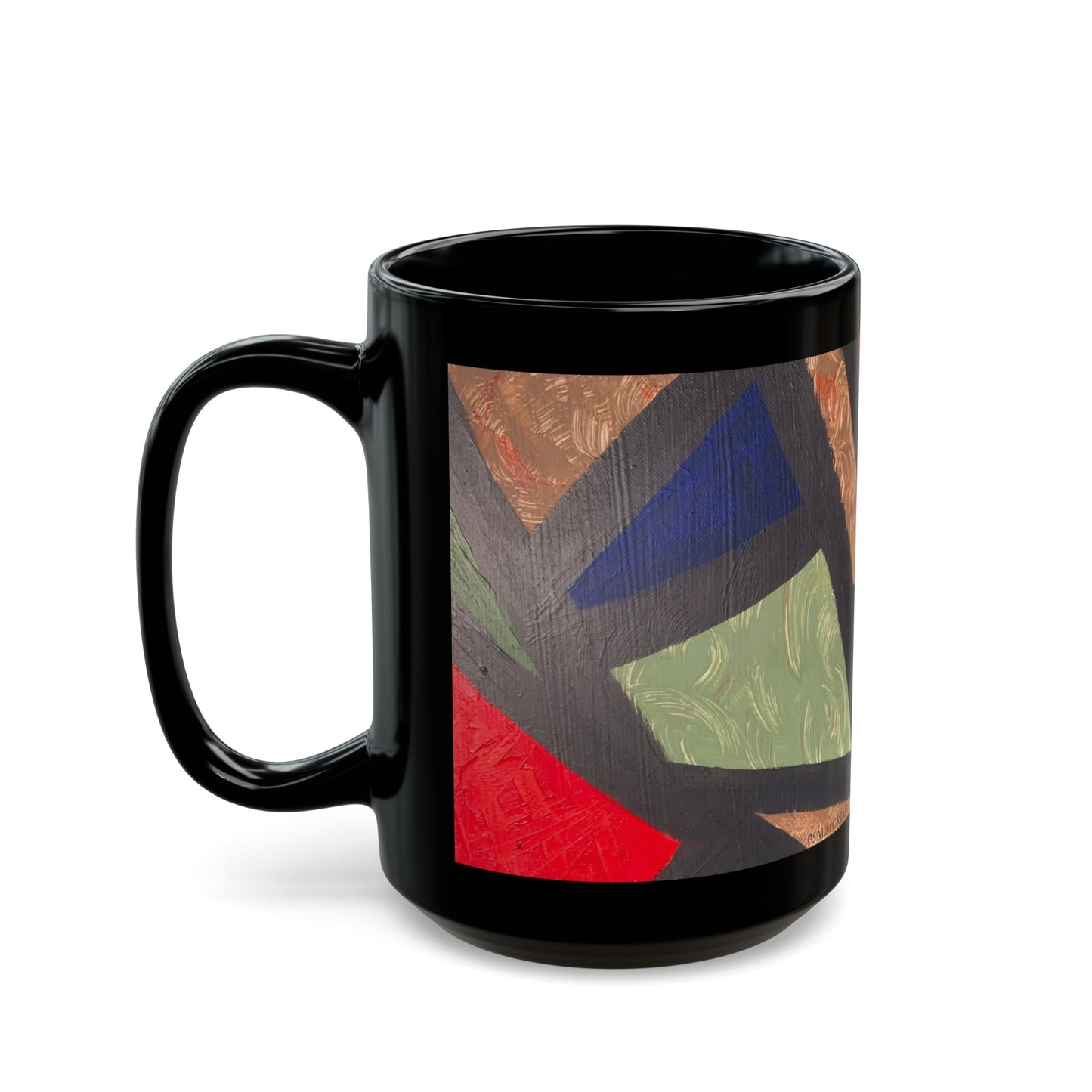 Geometric Tribal Pattern Black Mug — Bold Abstract Art Coffee Cup (11oz/15oz)