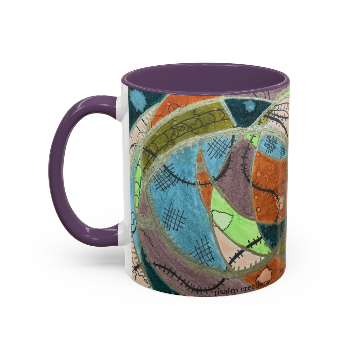 A Stitch in Time Accent Coffee Mug — Colorful Boho Art Ceramic