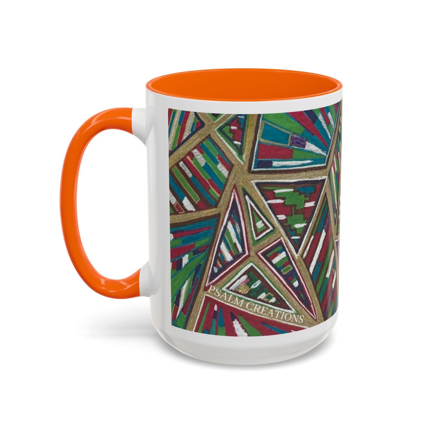 Geometric Abstract Accent Coffee Mug — Colorful Tribal Pattern 11/15oz