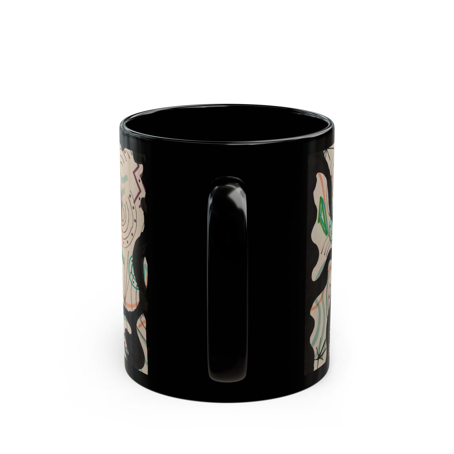 Abstract Black Art Mug — Modern Geometric Swirl Design (11oz & 15oz)