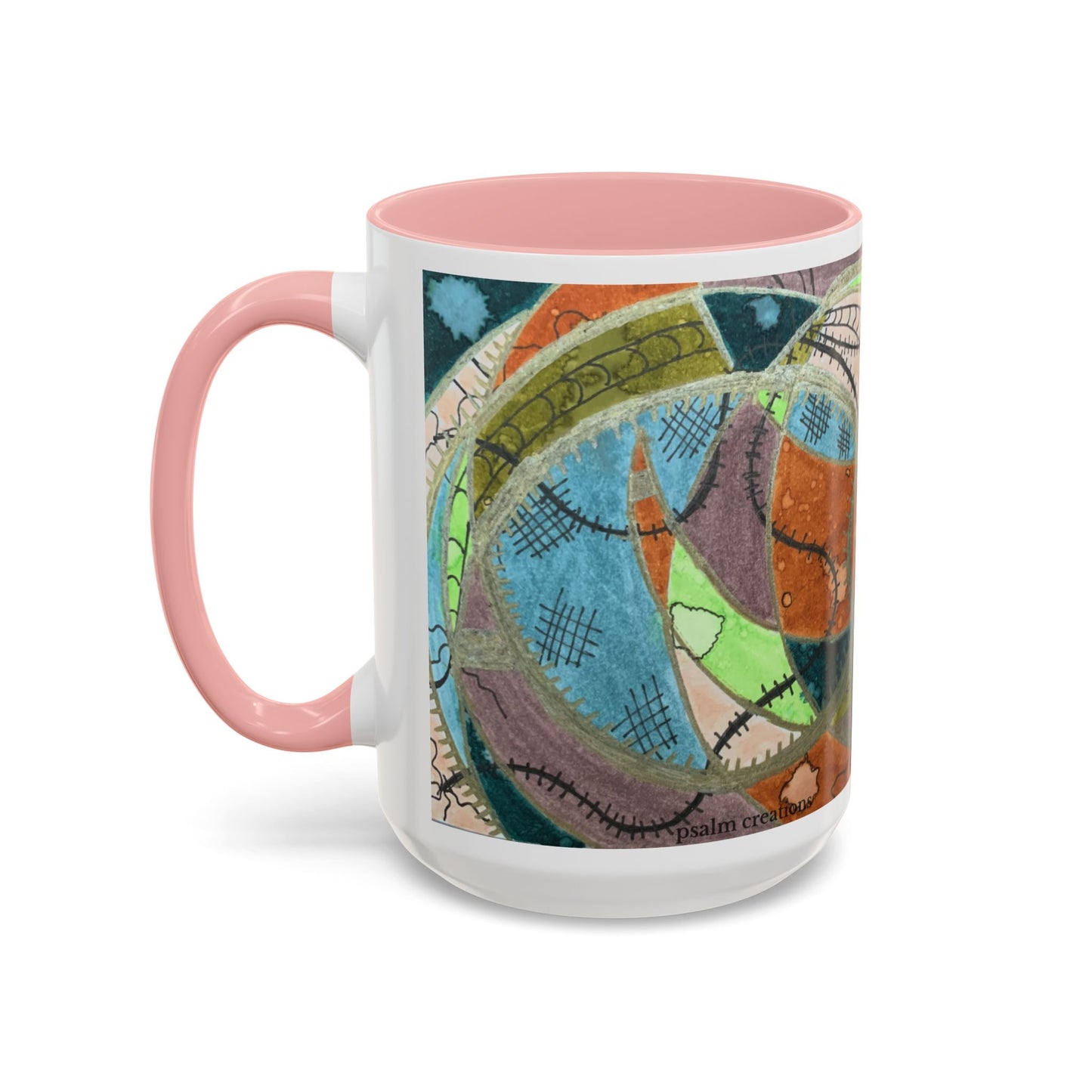 A Stitch in Time Accent Coffee Mug — Colorful Boho Art Ceramic