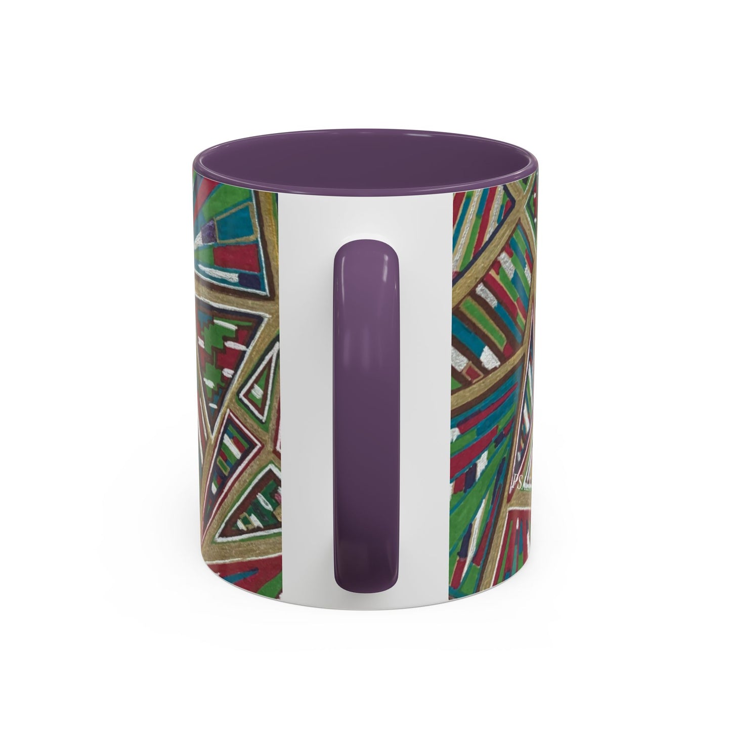 Geometric Abstract Accent Coffee Mug — Colorful Tribal Pattern 11/15oz