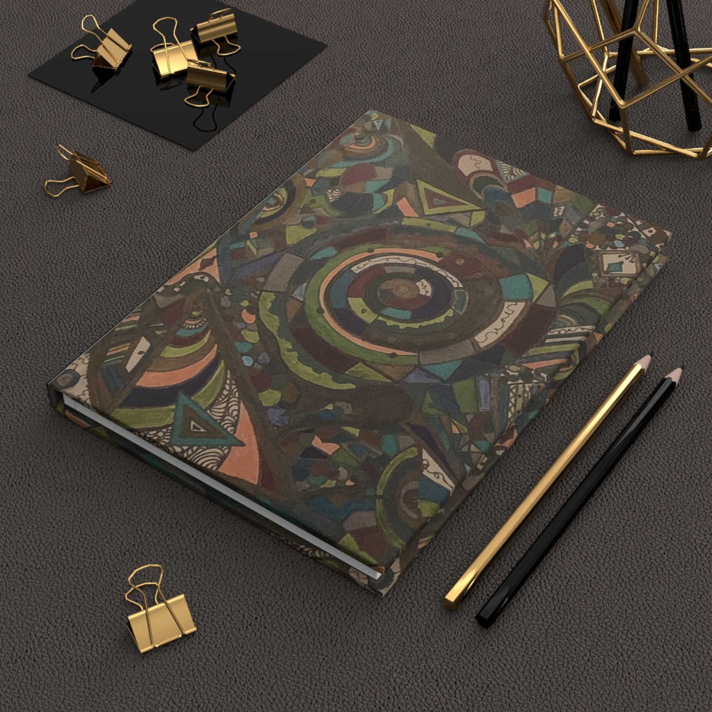Abstract Geometric Hardcover Journal — Spiral Pattern Matte Notebook for Artists & Writers
