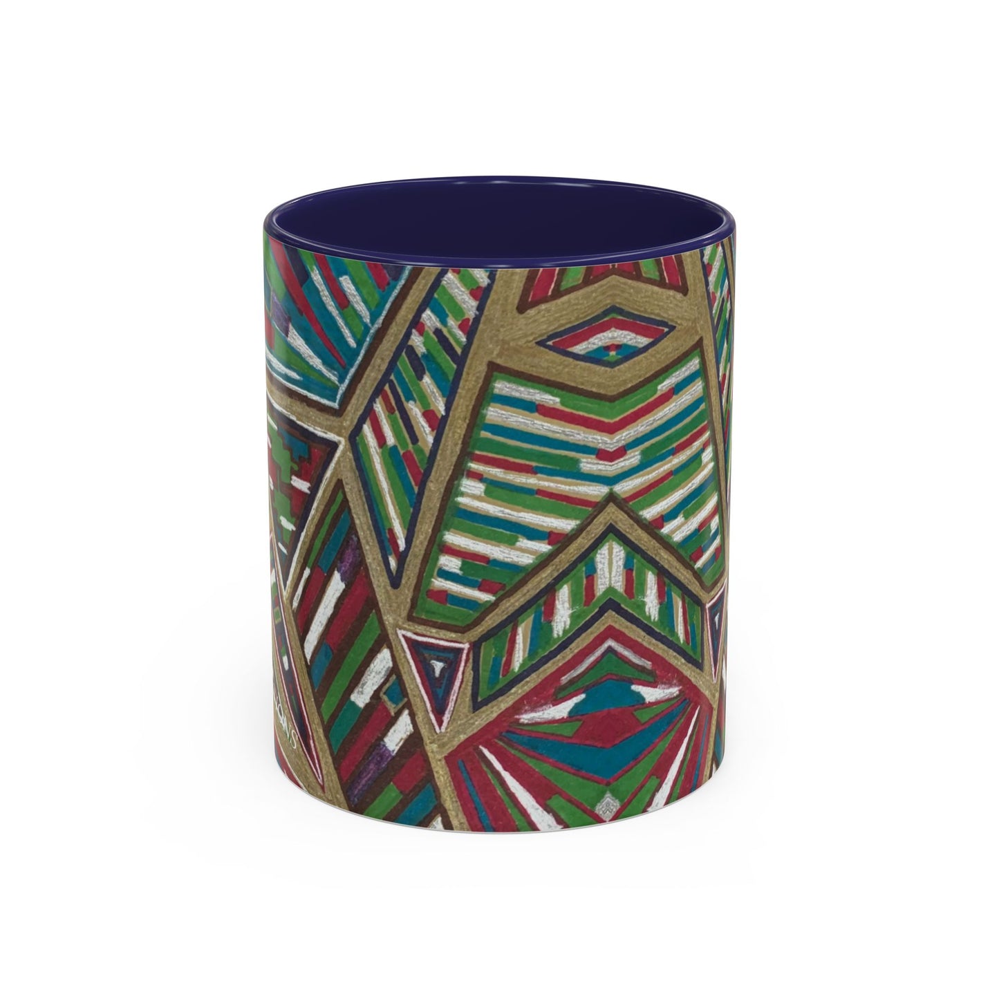 Geometric Abstract Accent Coffee Mug — Colorful Tribal Pattern 11/15oz
