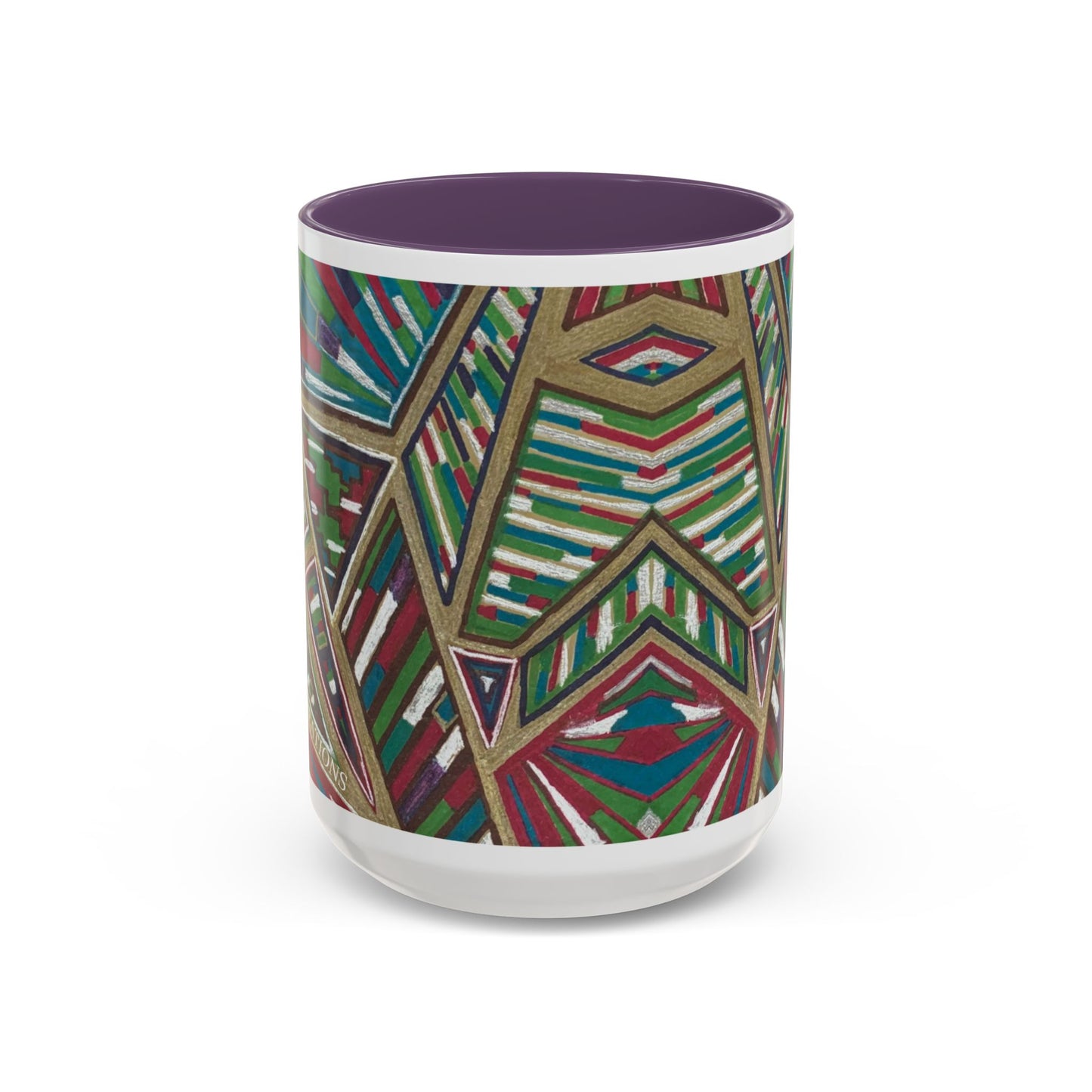 Geometric Abstract Accent Coffee Mug — Colorful Tribal Pattern 11/15oz