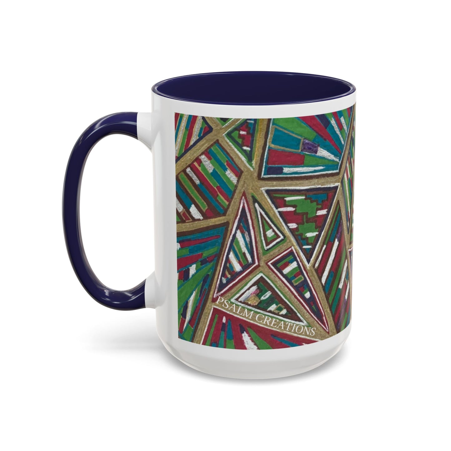 Geometric Abstract Accent Coffee Mug — Colorful Tribal Pattern 11/15oz