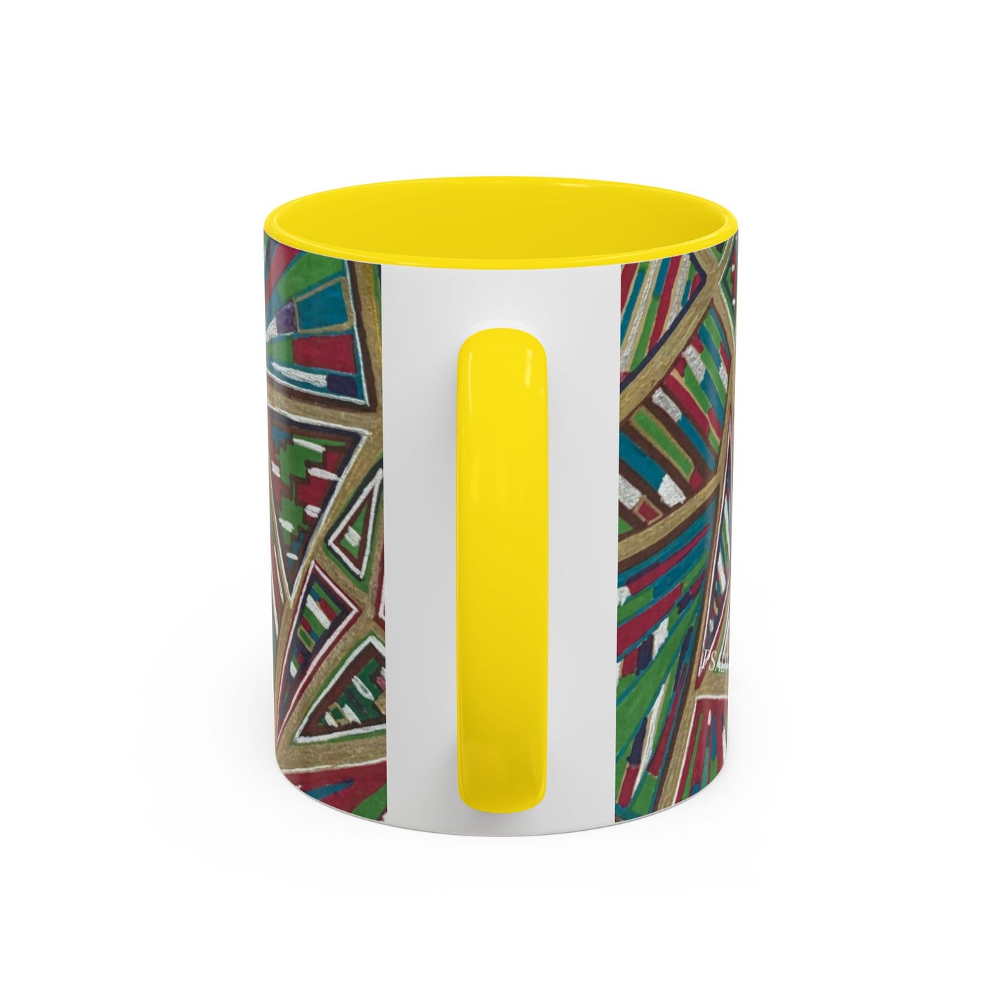 Geometric Abstract Accent Coffee Mug — Colorful Tribal Pattern 11/15oz