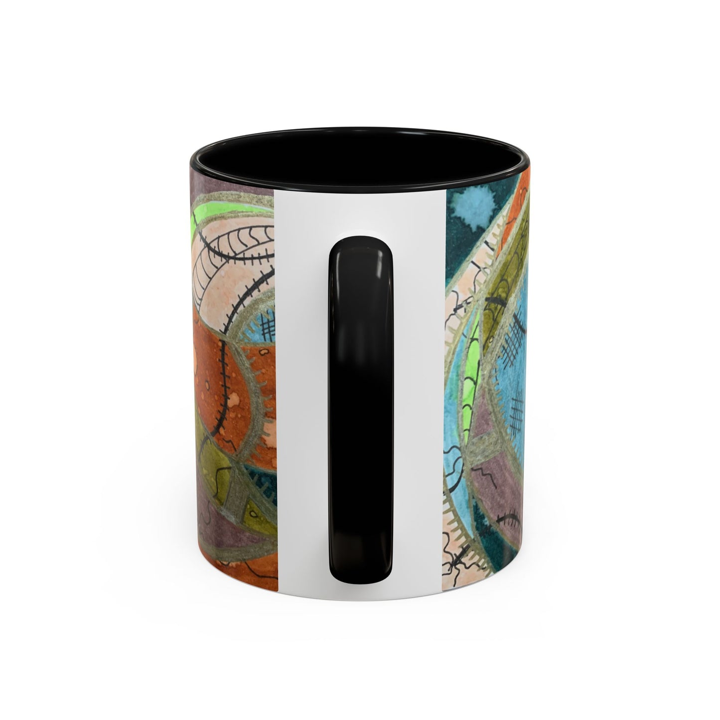 A Stitch in Time Accent Coffee Mug — Colorful Boho Art Ceramic