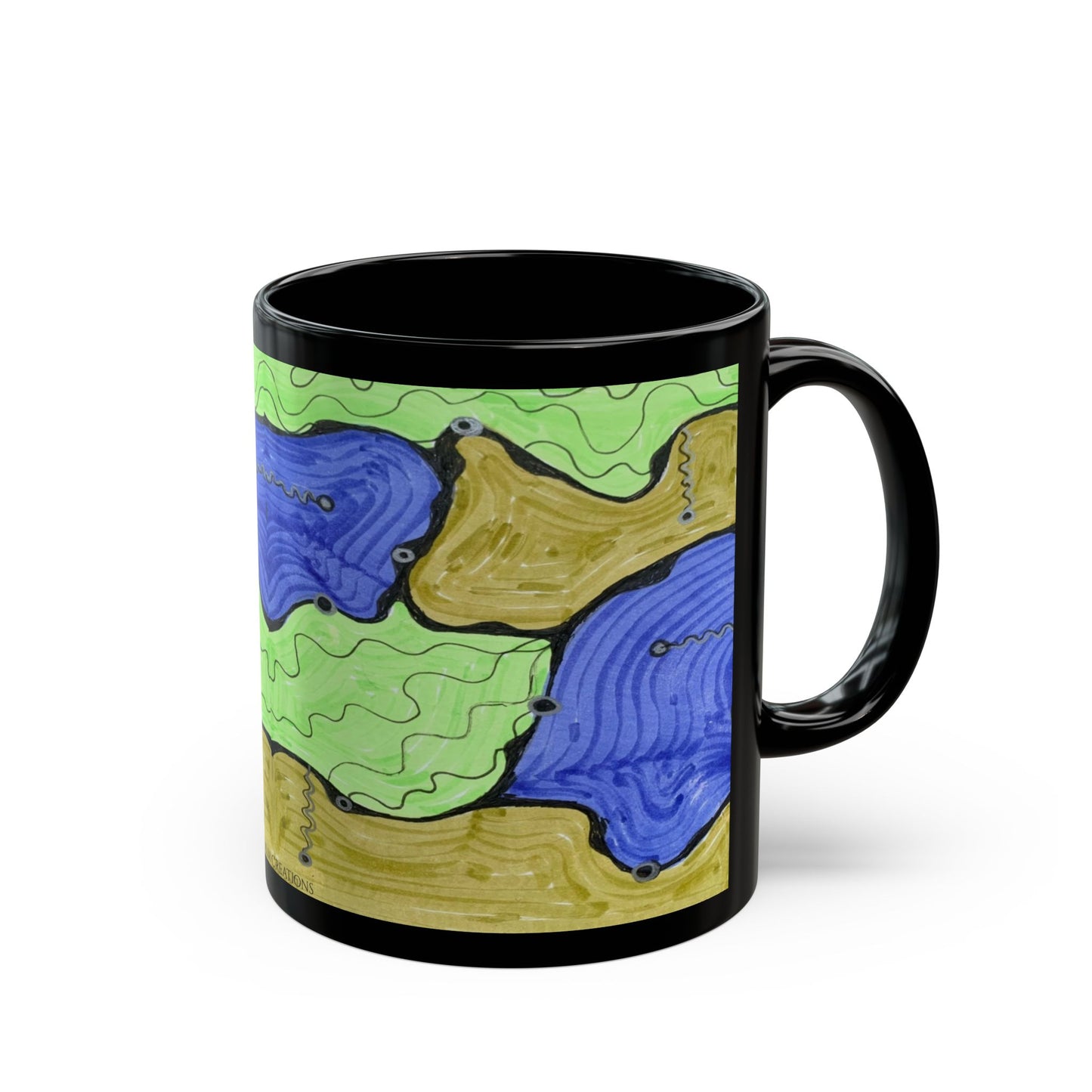Fluid Abstract Black Mug — Colorful  Oceanic Art Coffee Cup (11oz/15oz)