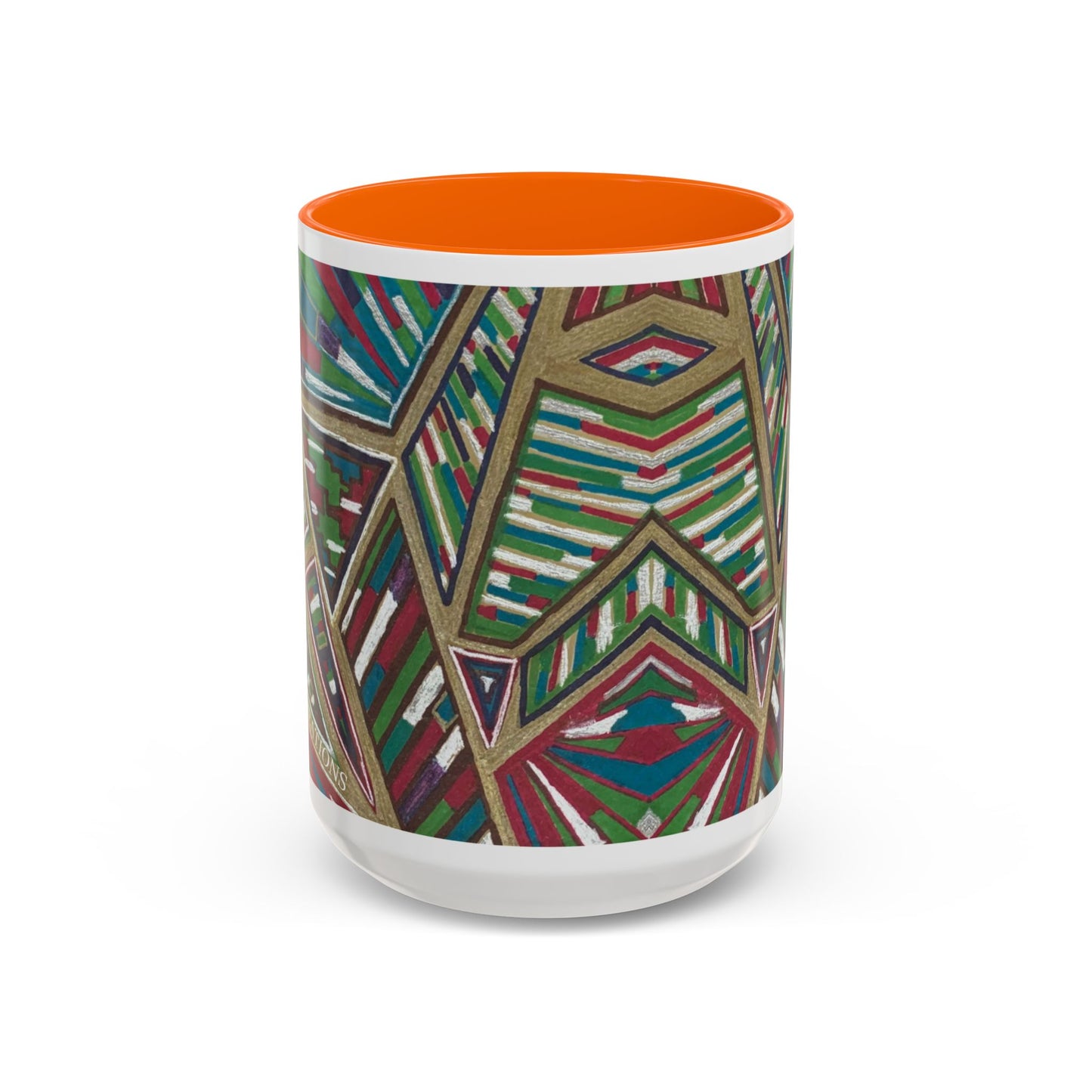 Geometric Abstract Accent Coffee Mug — Colorful Tribal Pattern 11/15oz
