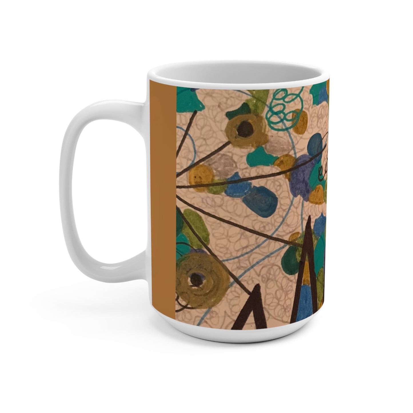 15oz Ceramic Mug — Abstract Boho Design