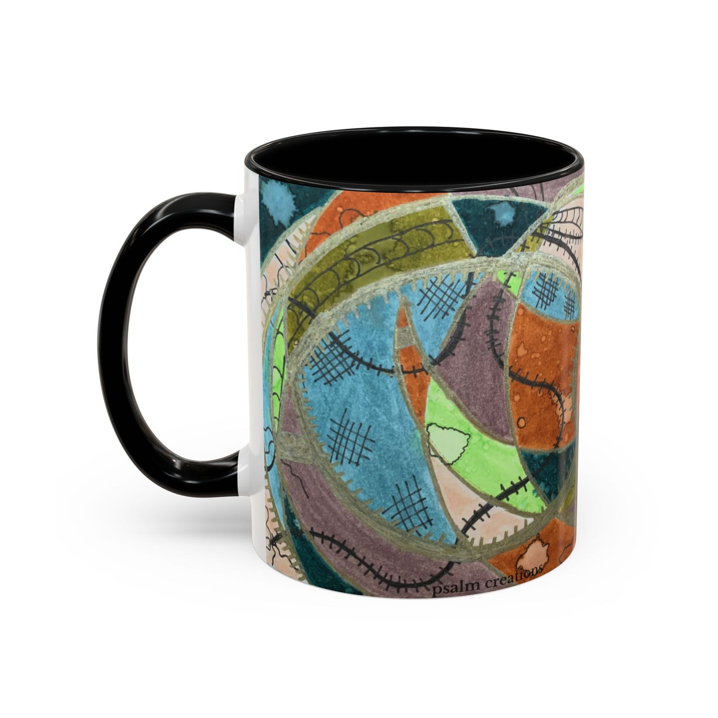 A Stitch in Time Accent Coffee Mug — Colorful Boho Art Ceramic