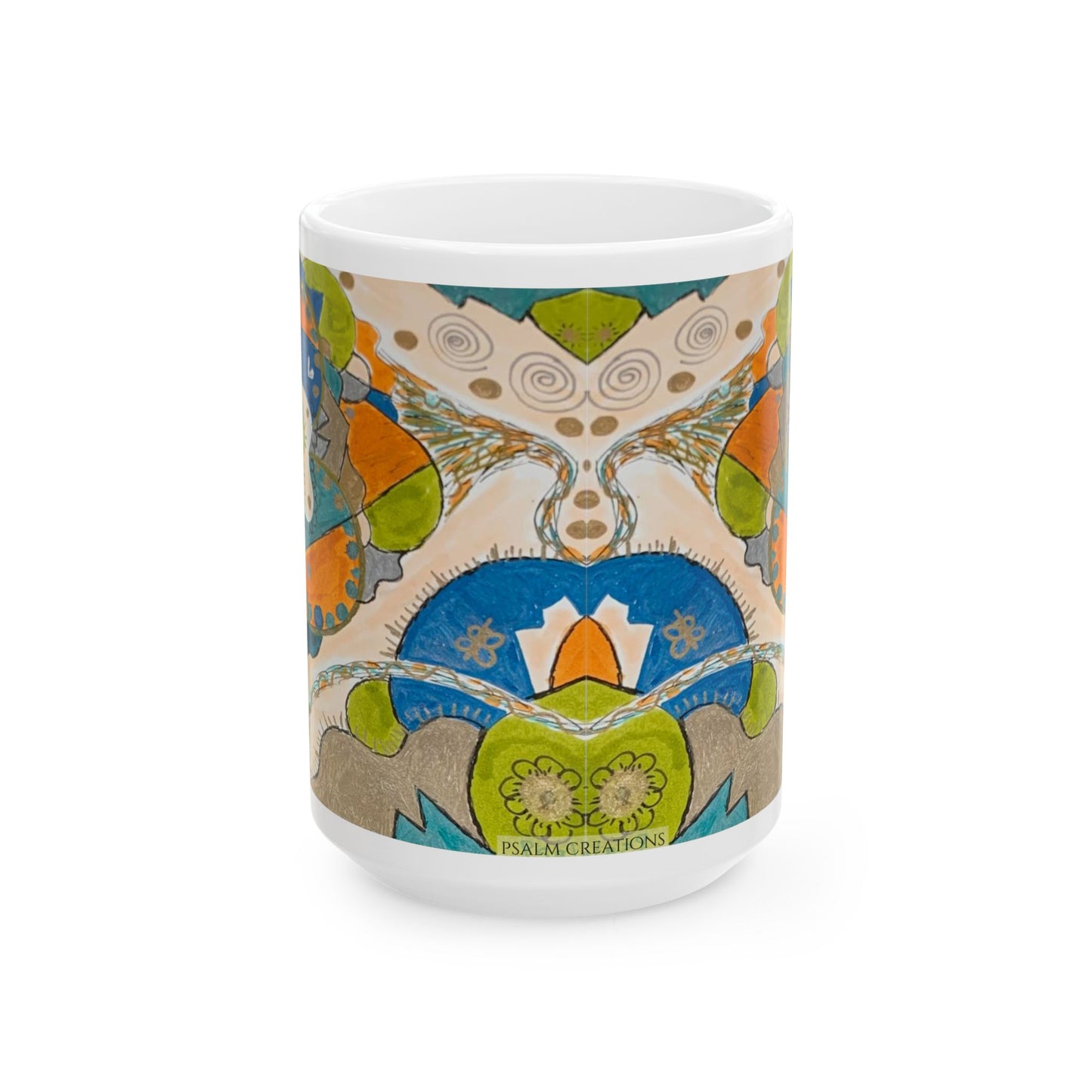 Bohemian Floral Ceramic Mug – Colorful Mandala Pattern (11oz & 15oz)