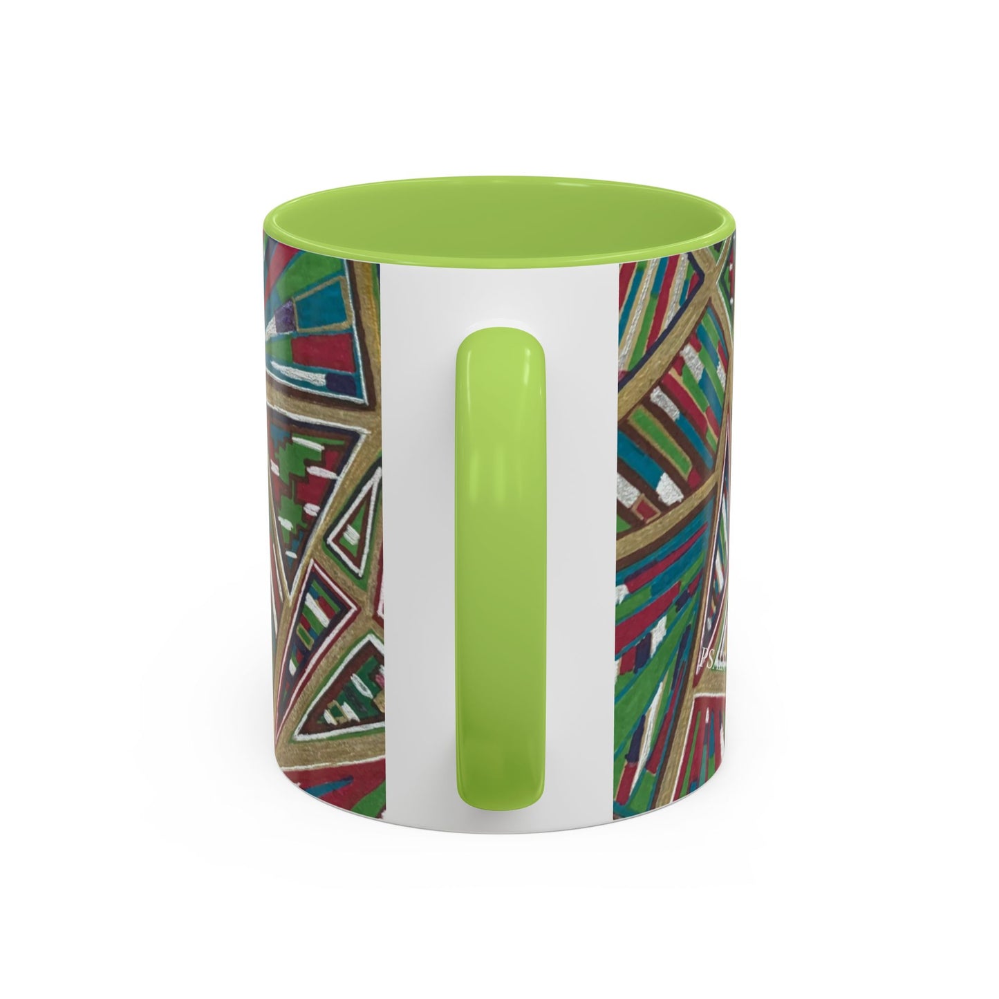 Geometric Abstract Accent Coffee Mug — Colorful Tribal Pattern 11/15oz